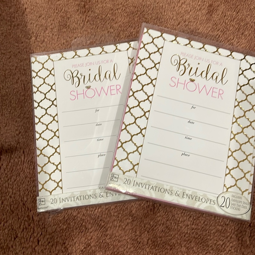 Bridal Shower (20) each Invitations with Gold and Pink Accents